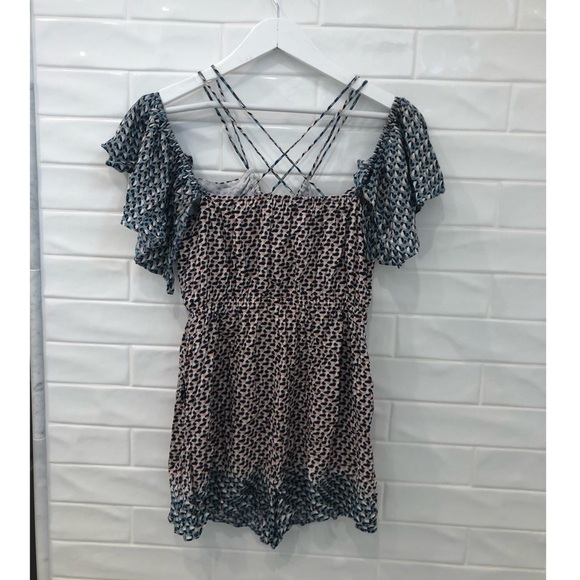 ANTHROPOLOGIE Madalenna Open-Shoulder Romper - Picture 7 of 10